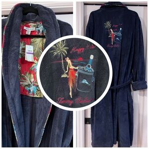 Tommy Bahama Happy Hula Mens XXL Robe NWOT Navy Blue Hawaiian Print Full Length